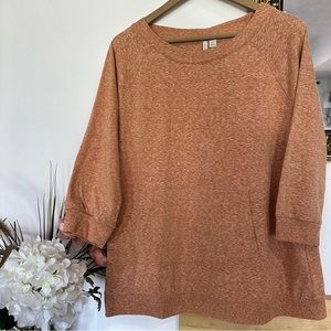 Live Well Top Comfy Kangaroo Pocket L Rayon 3/4 Sleeve